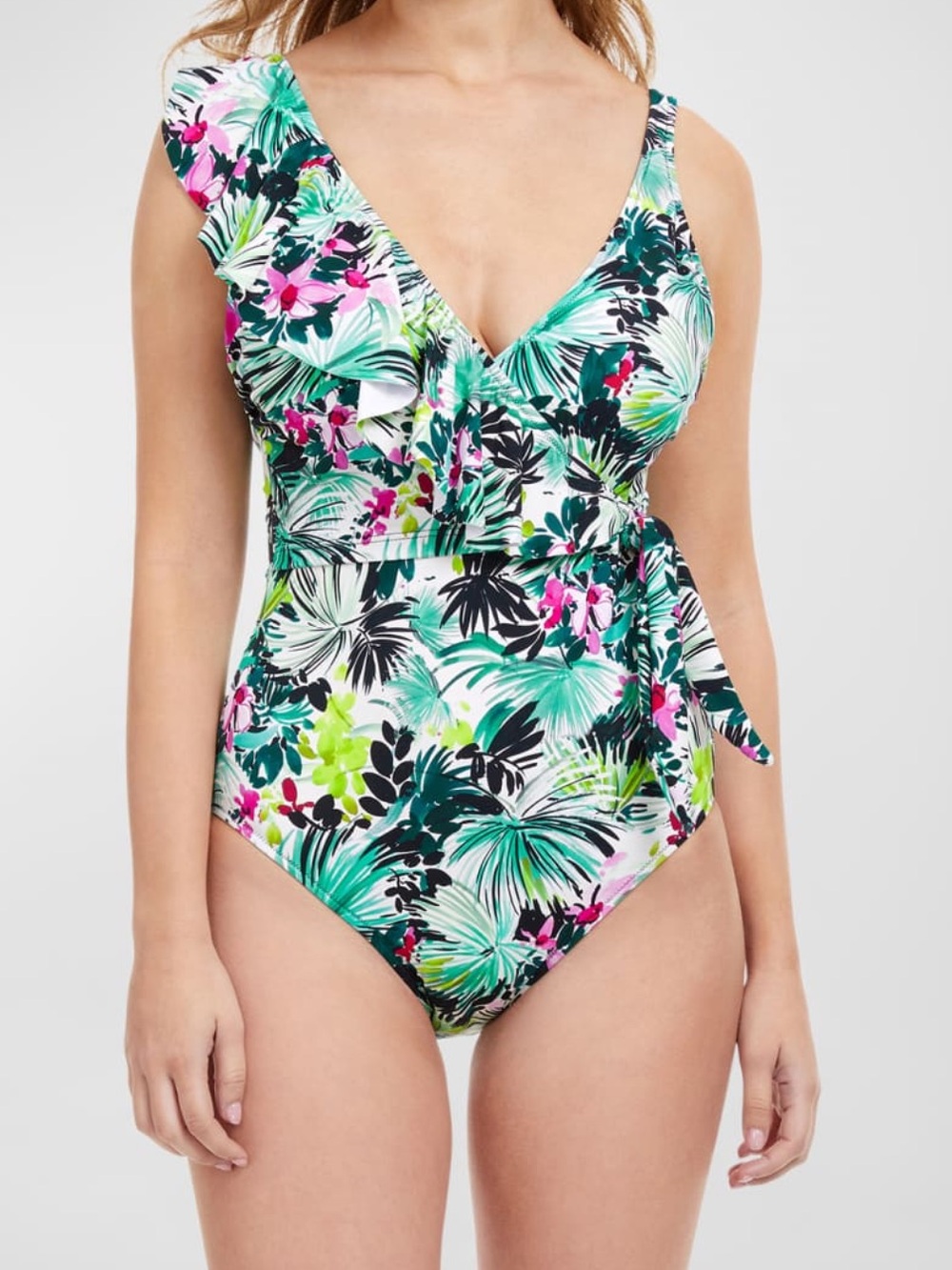 New Profile by Gottex Women's Plus Tropical Print Swim wrap large bust size 14